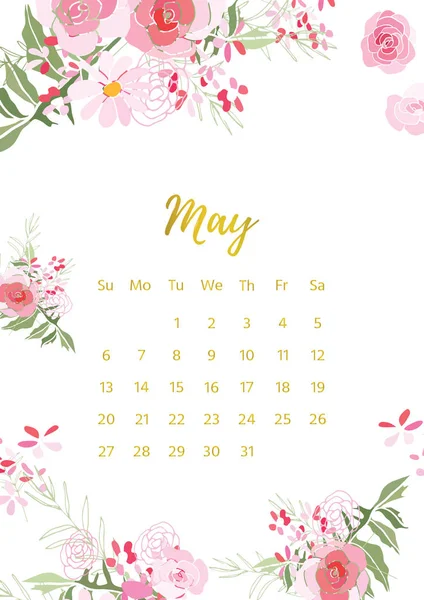 Calendar floral vintage 2018 — Vector de stoc