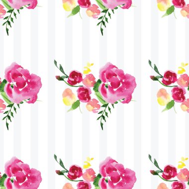 Elle boyanmış suluboya çiçek desenli