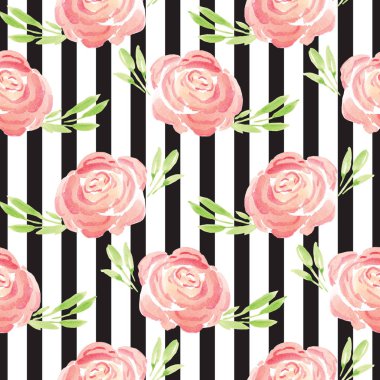 Elle boyanmış suluboya çiçek desenli