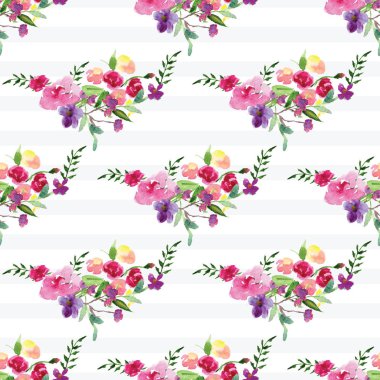 Çiçekli bir dalın elle boyanmış suluboya deseni Pembe Manolya çiçek bahar kartı