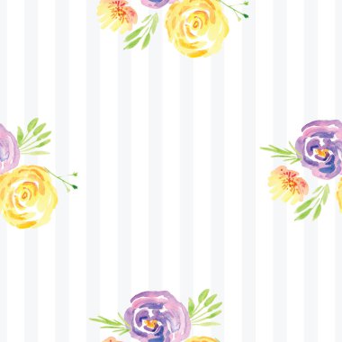 Elle boyanmış suluboya çiçek desenli