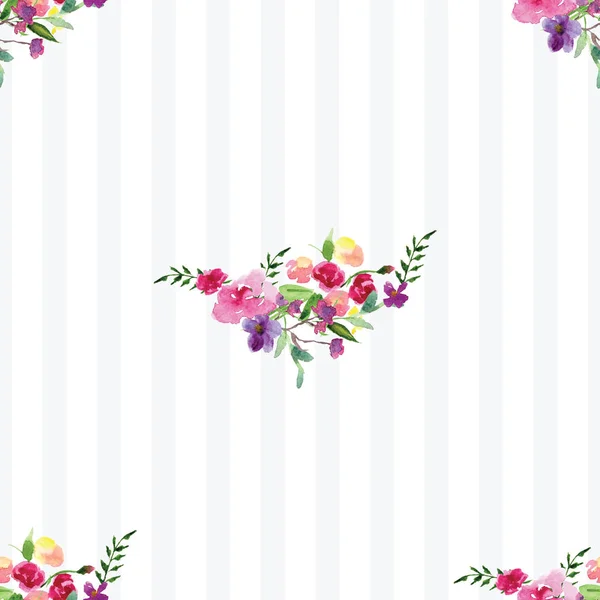 Handgemaltes Aquarell-Muster eines Zweiges mit Blumen rosa Magnolienblüte Frühlingskarte — Stockfoto