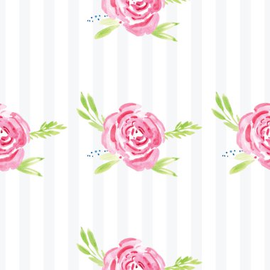 Elle boyanmış suluboya çiçek desenli