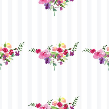 Çiçekli bir dalın elle boyanmış suluboya deseni Pembe Manolya çiçek bahar kartı