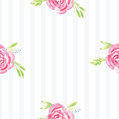 Elle boyanmış suluboya çiçek desenli