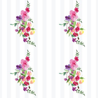 Çiçekli bir dalın elle boyanmış suluboya deseni Pembe Manolya çiçek bahar kartı