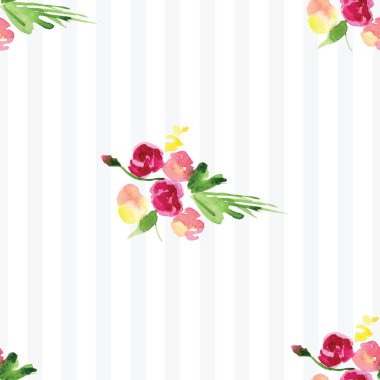 Çiçekli bir dalın elle boyanmış suluboya deseni Pembe Manolya çiçek bahar kartı