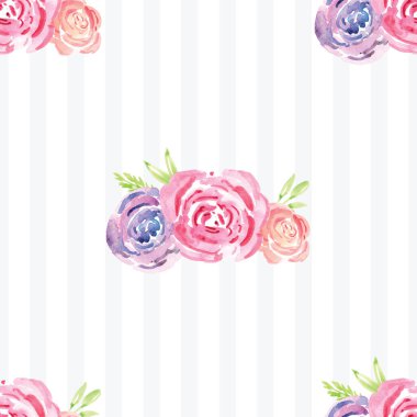 Elle boyanmış suluboya çiçek desenli