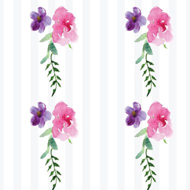 Çiçekli bir dalın elle boyanmış suluboya deseni Pembe Manolya çiçek bahar kartı