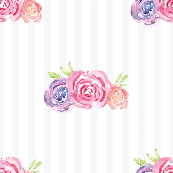 Aquarelle peinte à la main motif rose floral — Photo