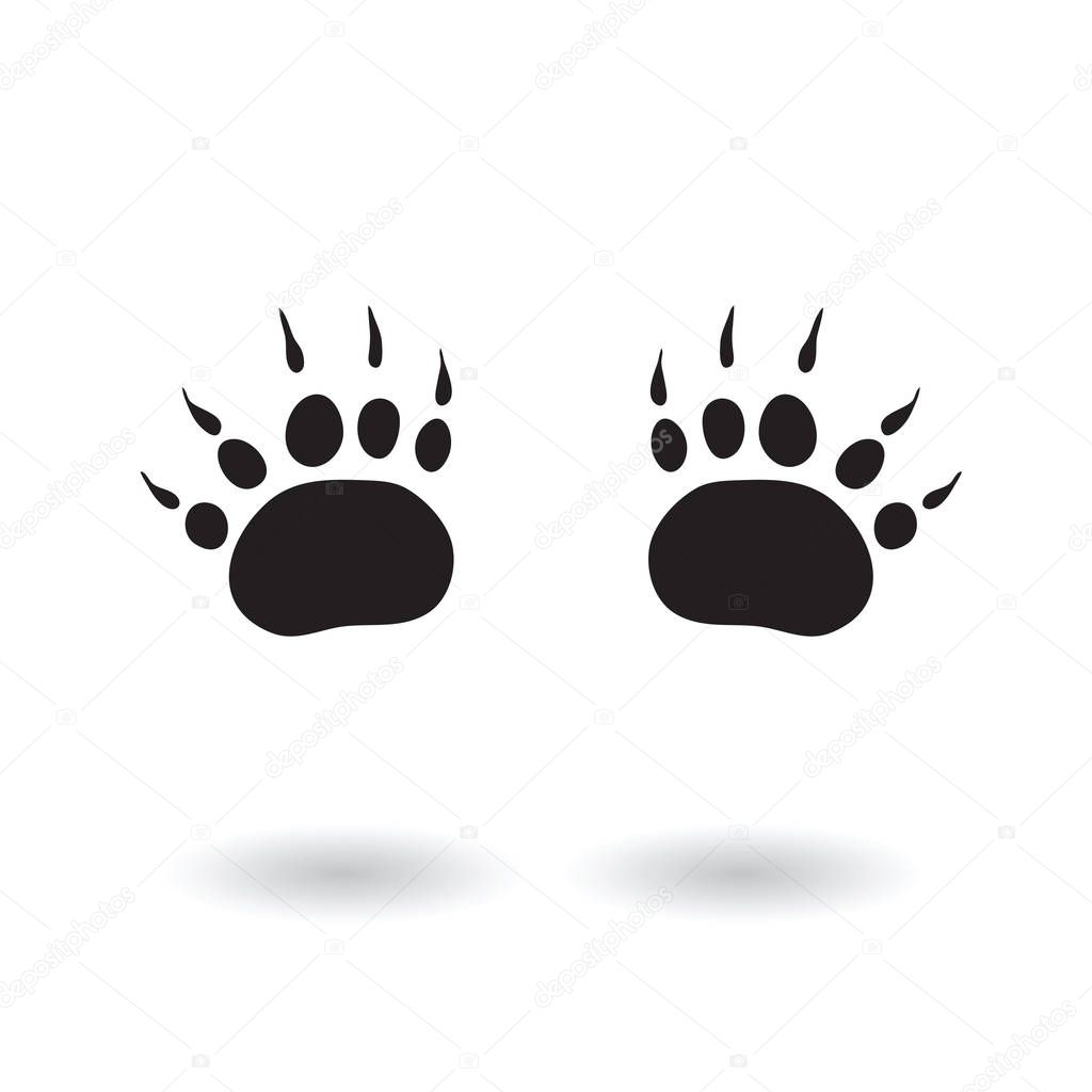 Paw print icon vector illustration on isolated background.