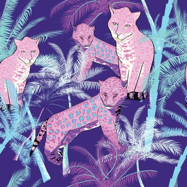 Palmiye ağaçları ile güzel egzotik tropik yaz desen