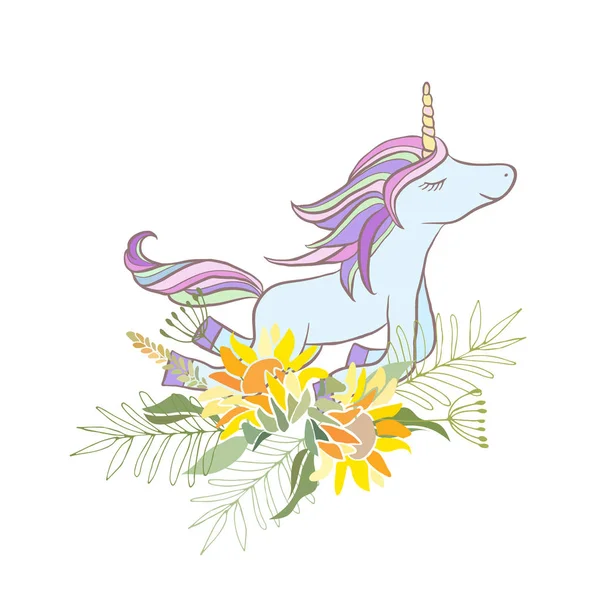 Retrostil Illustration med blommor och djur — Stock vektor
