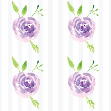 Elle boyanmış suluboya çiçek desenli