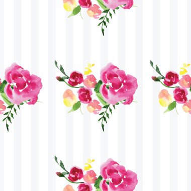 Elle boyanmış suluboya çiçek desenli