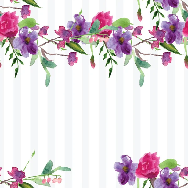 Ručně malované akvarel vzor větve s květinami růžová Magnolia květiny jarní karta — Stock fotografie