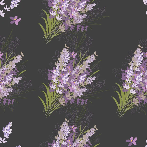 Patrón floral vector sin costuras con flores de lavanda — Archivo Imágenes Vectoriales