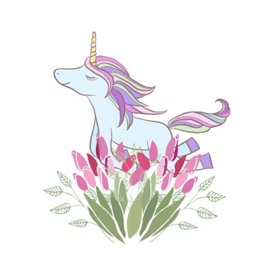 Çiçekler ve hayvanlarla geçmişe dönük illüstrasyon