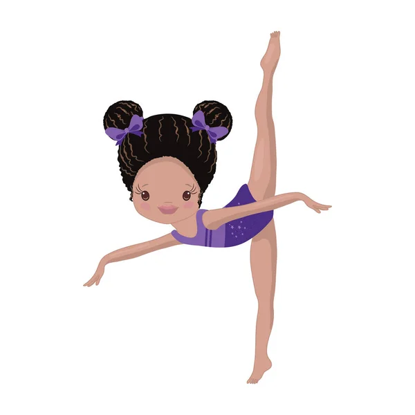 Clipart mignon afro-américain fille gymnaste Gym — Image vectorielle