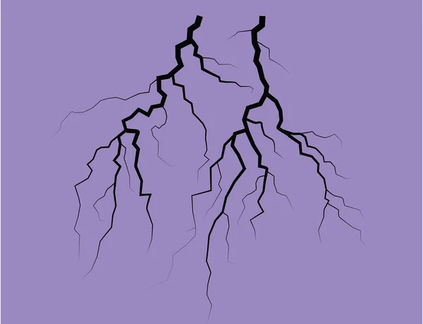 Silhouette Of A Thunder Lightning On A Lilac Background — Stock Vector