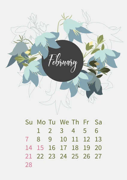 Calendario dei fiori 2021 con mazzi di fiori — Vettoriale Stock