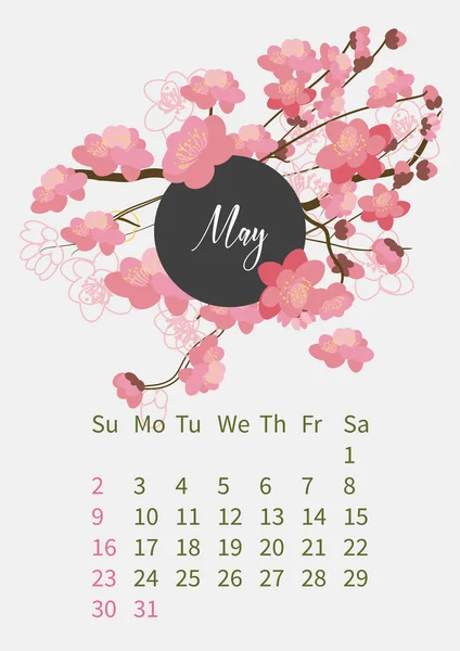 Blomma Kalender 2021 med buketter av blommor — Stock vektor