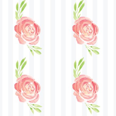 Elle boyanmış suluboya çiçek desenli