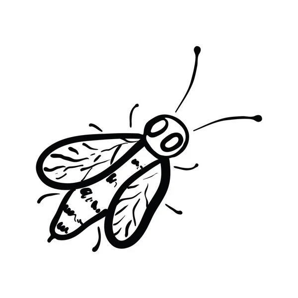 Vector Illustration Hand-draw Silhouette of a Bee. — 스톡 벡터