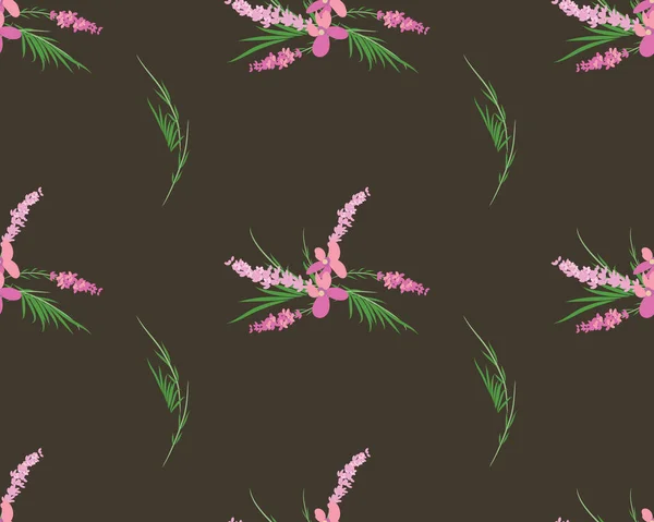 白い背景にラベンダーの花のシームレスなパターン — ストックベクタ
