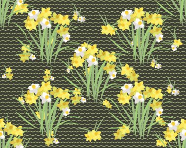 Çiçekli narsisli retro-klasik arka plan