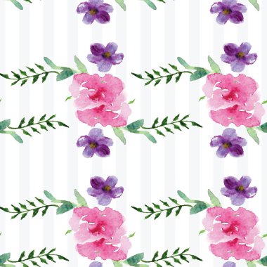 Çiçekli bir dalın elle boyanmış suluboya deseni Pembe Manolya çiçek bahar kartı