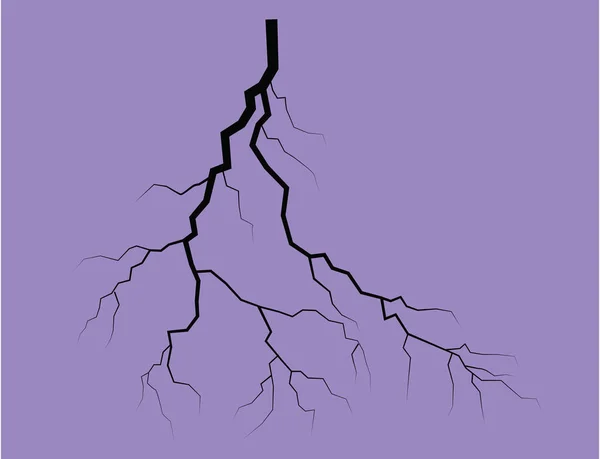 Silhouette d'un éclair de tonnerre sur un fond lilas — Image vectorielle