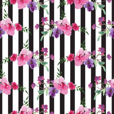 Çiçekli bir dalın elle boyanmış suluboya deseni Pembe Manolya çiçek bahar kartı