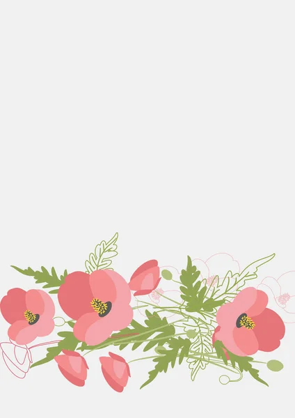Floral Clean Template with bouquets of flowers without text — Stock Vector