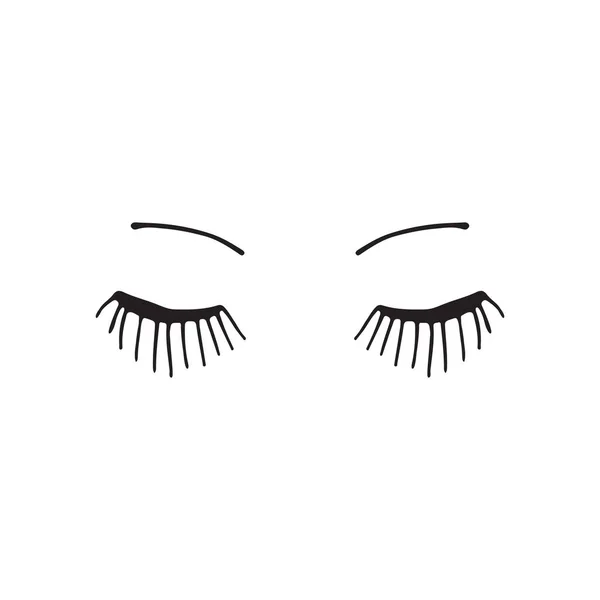 Χαριτωμένο σχέδιο Silhouette βλεφαρίδες κλειστά γυναικεία μάτια — Διανυσματικό Αρχείο