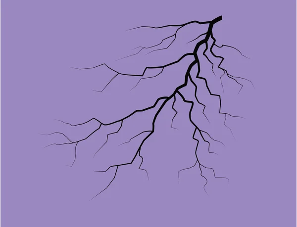 Silhouette eines Blitzes auf fliederfarbenem Hintergrund — Stockvektor