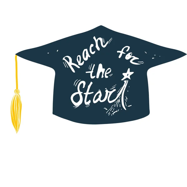Graduate Cap, Congratulatory Illustration For Graduation From Educational Institutions — Stock Vector