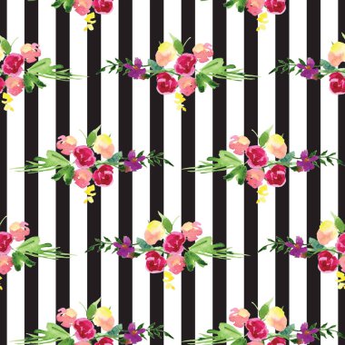 Çiçekli bir dalın elle boyanmış suluboya deseni Pembe Manolya çiçek bahar kartı