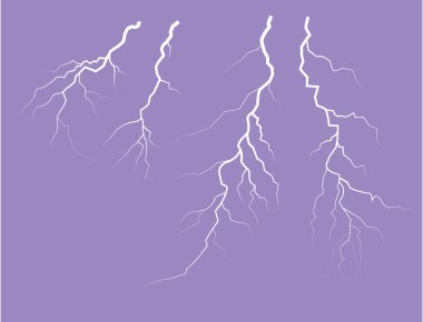 Silhouette Of A Thunder Lightning On A Lilac Background clipart