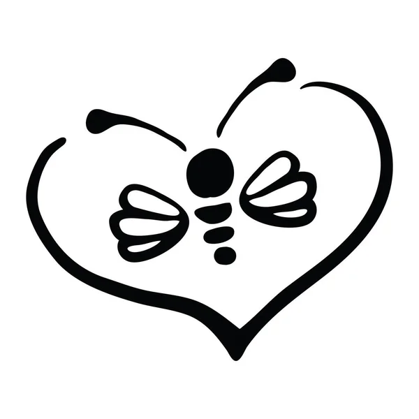 Ilustración vectorial Silueta dibujada a mano de una abeja. — Vector de stock