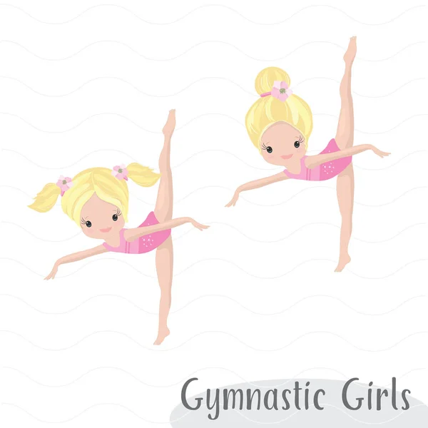 Clipart Cute Girl Gymnast Gym — Stock Vector