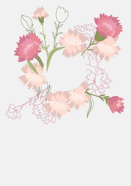 Floral Clean Template met boeketten bloemen zonder tekst — Stockvector