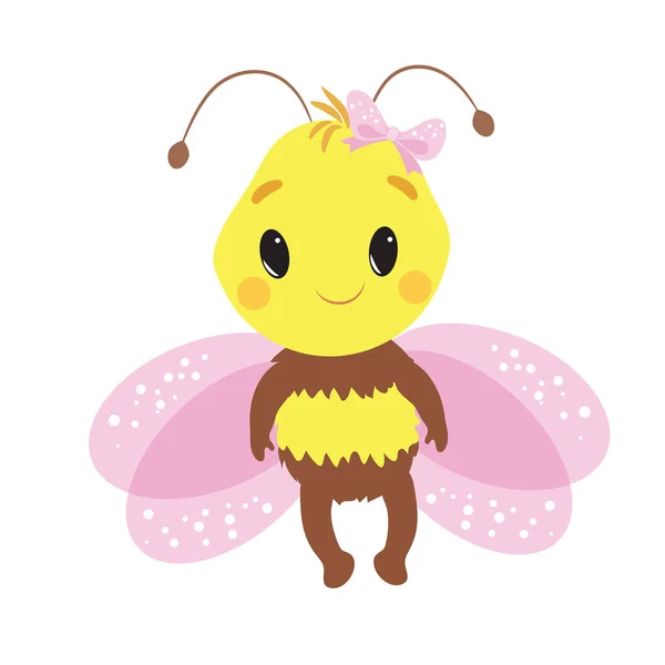 Linda pequeña abeja Vector Ilustración — Vector de stock