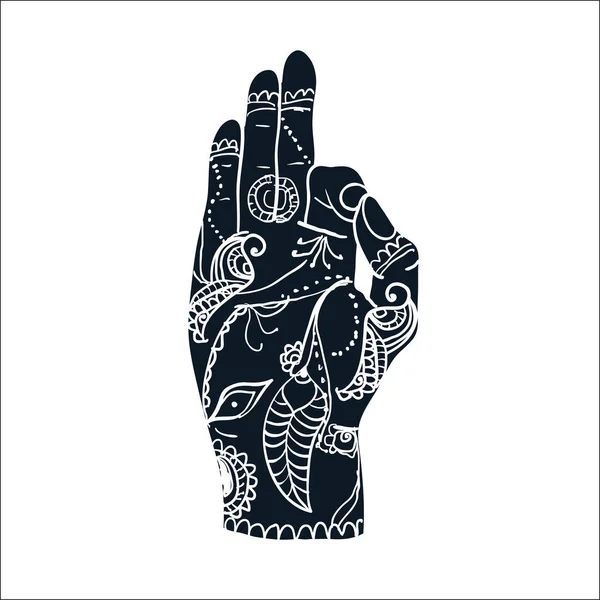 Vector Indian Jnana Mudra positions des mains et des doigts contour insignes collection d'insignes — Image vectorielle