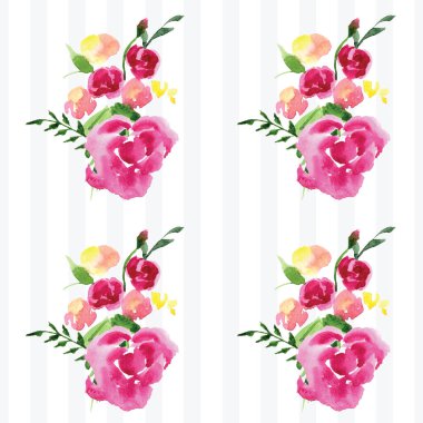 Elle boyanmış suluboya çiçek desenli