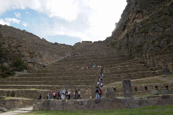 Antik Inkas dağda Pisac, Peru kalesi kalıntıları — Stok fotoğraf