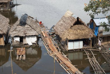 Iquitos Amazon nehri üzerinde Geleneksel ev, Peru