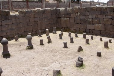 Peru, Puno yakınlarındaki Chucuito'da Inca tarih öncesi kalıntıları, Titicaca göl alanı.