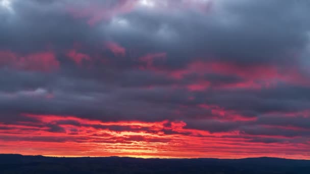 Время Исчезновения Солнца Облаками Закате Горы Блэкхит Голубые Горы Долина — стоковое видео