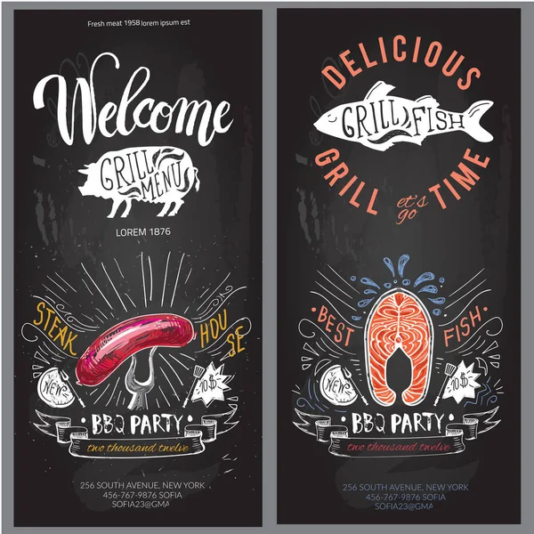 Modèle de conception de logo vectoriel de restauration rapide. hamburger, poisson ou icône de carte de menu . — Image vectorielle